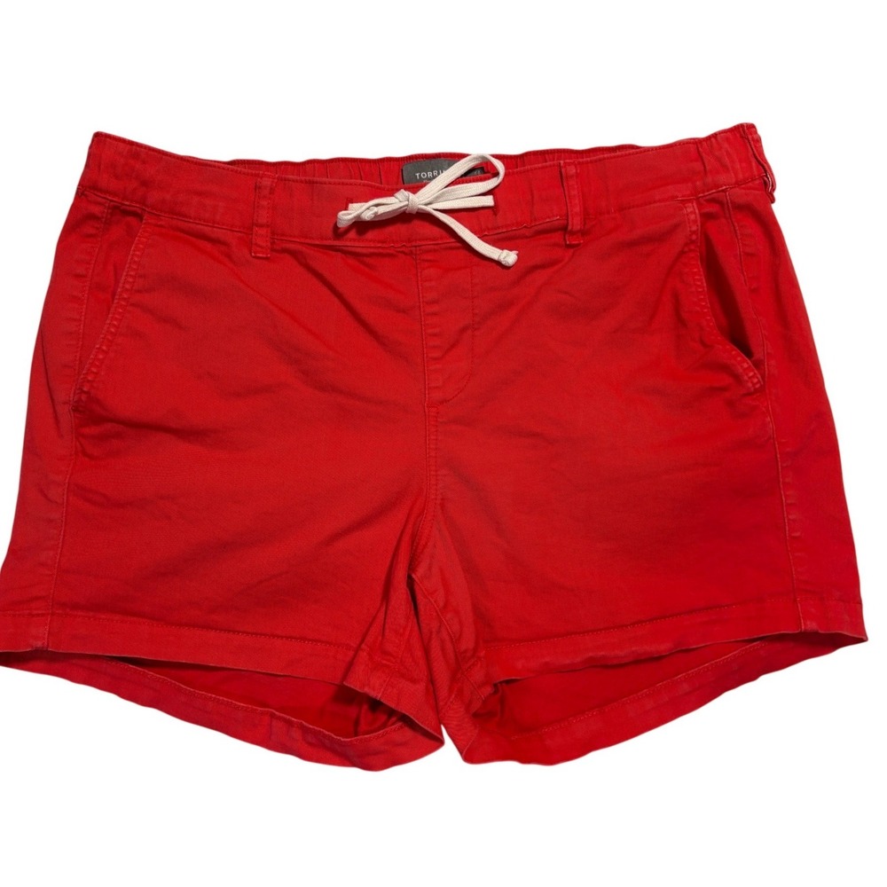 Torrid Red Chino Shorts Womens Plus 1 Drawstring Elastic Waist Stretch 40261629